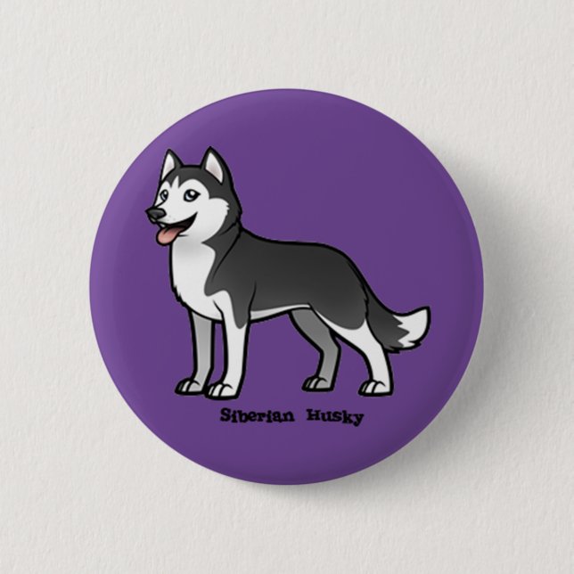 Macaron Rond 5 Cm Sibérien Husky (Devant)