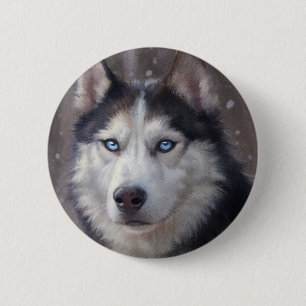 Macaron Rond 5 Cm Sibérien Husky