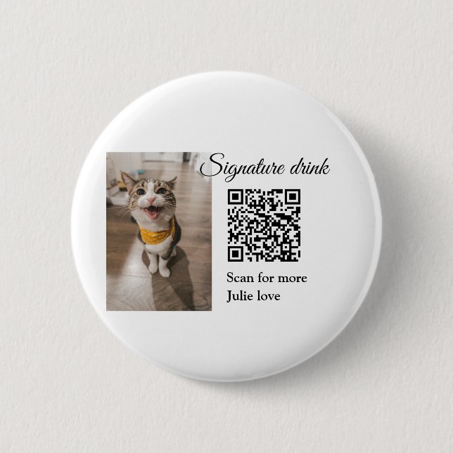 Macaron Rond 5 Cm Signature boisson scanner QR code ajouter le nom d (Devant)