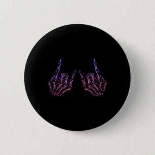 Macaron Rond 5 Cm SIGNE À MAIN Rocker Rock Squelette Retro Halloween