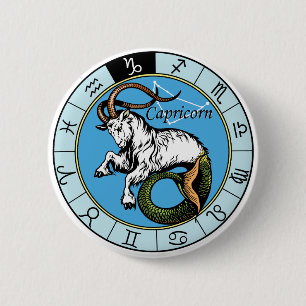 Macaron Rond 5 Cm signe astrologique capricorne du zodiaque