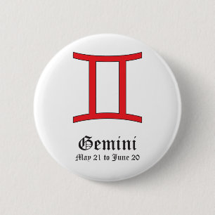 Macaron Rond 5 Cm Signe astrologique GÉMEAUX, SYMBOLE ZODIAQUE