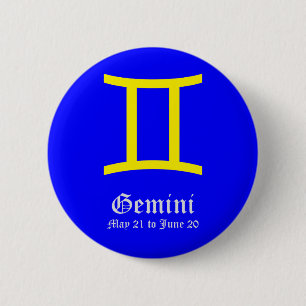MACARON ROND 5 CM SIGNE ASTROLOGIQUE GEMINI, SYMBOLE ZODIAC