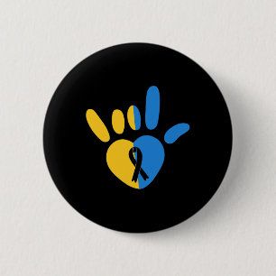 Macaron Rond 5 Cm Signe d'amour ASL Conscience du syndrome de bas ni