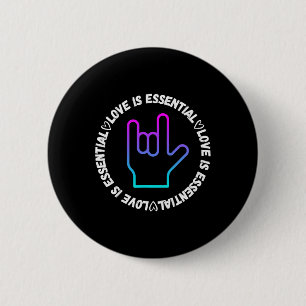 Macaron Rond 5 Cm Signe d'amour ASL - Sensibilisation au handicap