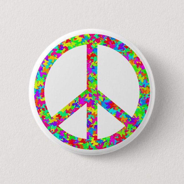 Macaron Rond 5 Cm signe de paix (Devant)