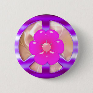 Macaron Rond 5 Cm Signe de paix assez pourpre