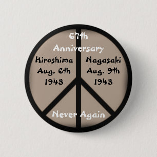 Macaron Rond 5 Cm Signe de paix de Hiroshima-Nagasaki