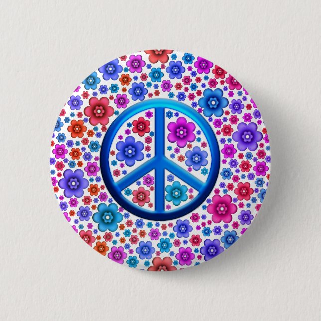 Macaron Rond 5 Cm Signe de paix hippie (Devant)