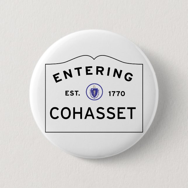 Macaron Rond 5 Cm Signe de rue MASSACHUSETTS COHASSET (Devant)