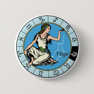 Macaron Rond 5 Cm signe du zodiaque astrologique virgo
