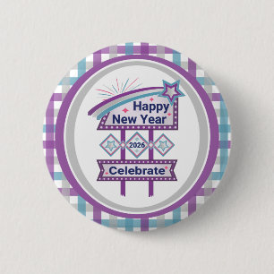 Macaron Rond 5 Cm Signe Rétro Bonne Année – Célébration Marquee
