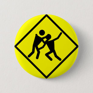 Macaron Rond 5 Cm SIGNE ROUTIER D'Avertissement Zombie