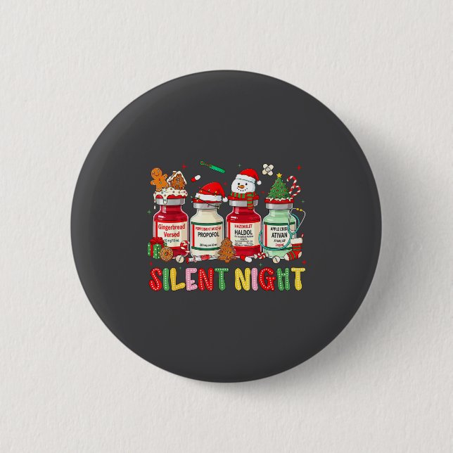 Macaron Rond 5 Cm Silent Night Funny Nurse Christmas Design  (Devant)
