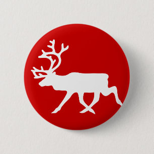 Macaron Rond 5 Cm Silhouette blanche de renne/caribou