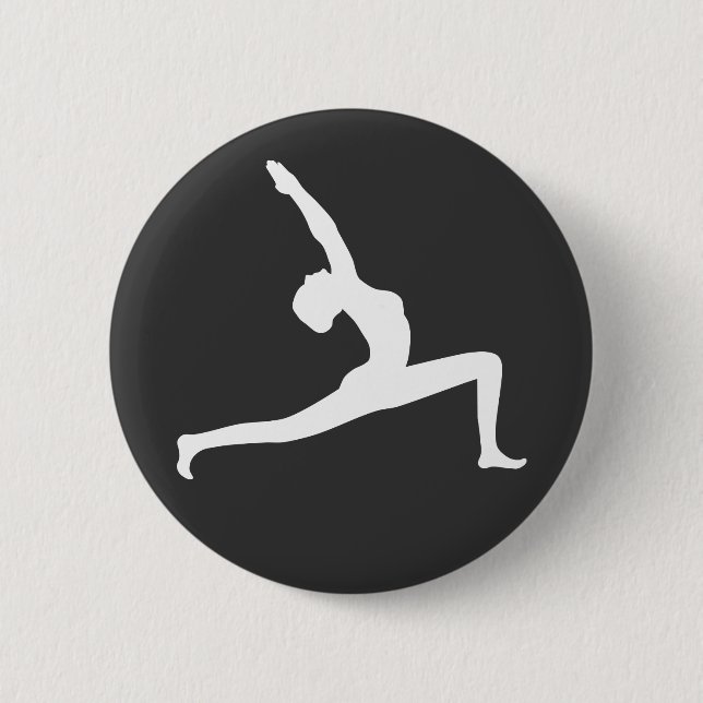 Macaron Rond 5 Cm Silhouette Blanche Yoga Femme Posant Bouton rond (Devant)