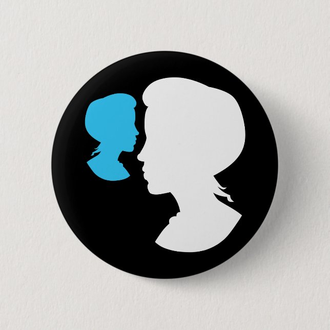 Macaron Rond 5 Cm Silhouette Cameo, fille victorienne (Devant)