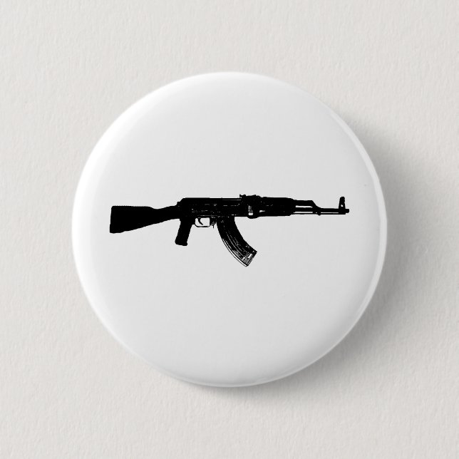 Macaron Rond 5 Cm Silhouette d'AK-47 (Devant)