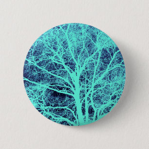 Macaron Rond 5 Cm Silhouette d'arbre vert