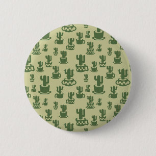 Macaron Rond 5 Cm Silhouette de cactus succulent en tasses et pots