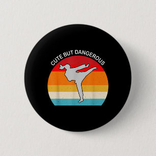Macaron Rond 5 Cm Silhouette de coup de pied de arts martiaux mignon