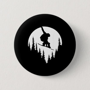 Macaron Rond 5 Cm Silhouette de lune de snowboard Sports d'hiver de