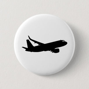 Macaron Rond 5 Cm Silhouette de noir de revêtement de jet d'avions 