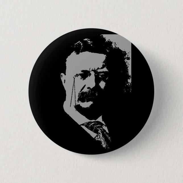 Macaron Rond 5 Cm Silhouette de Theodore Roosevelt (Devant)