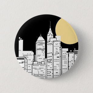 Macaron Rond 5 Cm Silhouette d'horizon de New York