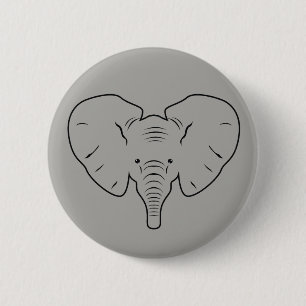 Macaron Rond 5 Cm Silhouette du visage de l'éléphant