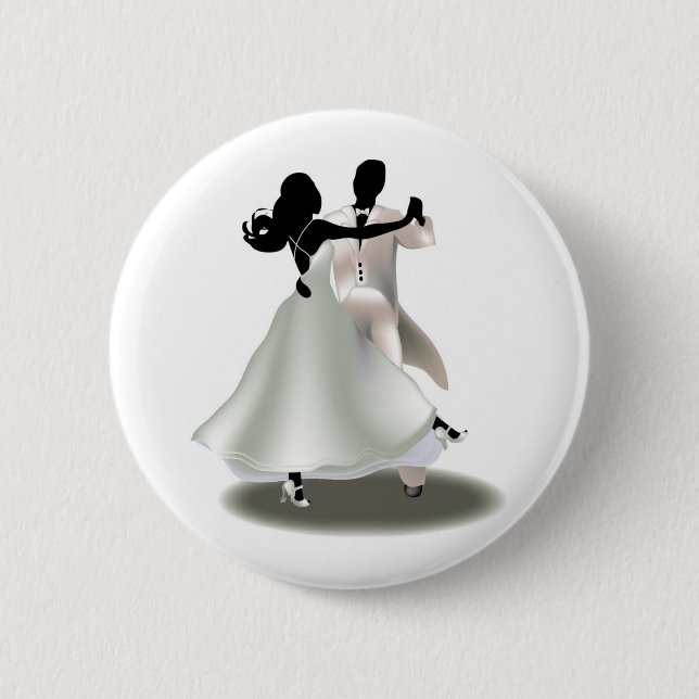 Macaron Rond 5 Cm Silhouette d'un couple dansant (Devant)