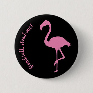 Macaron Rond 5 Cm Silhouette Flamant rose "Debout, Debout"