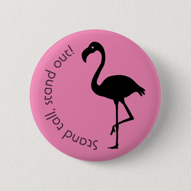 Macaron Rond 5 Cm Silhouette Flamant rose "Debout, Debout" (Devant)