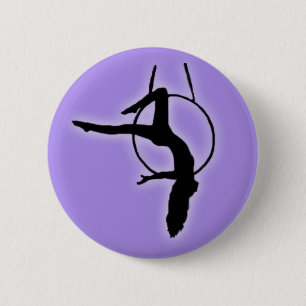 Macaron Rond 5 Cm Silhouette Lyra Aerialist Dancer pose sur le Hoop
