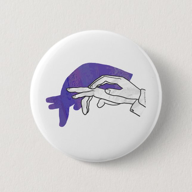Macaron Rond 5 Cm Silhouette main Anteater violet (Devant)