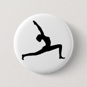 Macaron Rond 5 Cm Silhouette noire de Yoga Possédant un bouton rond