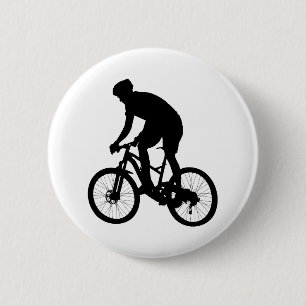 Macaron Rond 5 Cm Silhouette VTT - Choisir la couleur arrière - plan
