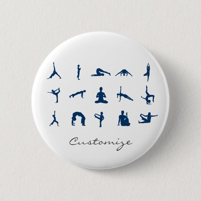 Macaron Rond 5 Cm Silhouette Yoga Pose Thunder_Cove (Devant)
