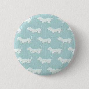 Macaron Rond 5 Cm Silhouettes blanches de teckel mignon sur