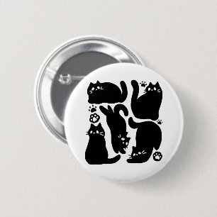 Macaron Rond 5 Cm Silhouettes de chat noir - Design Feline mignon