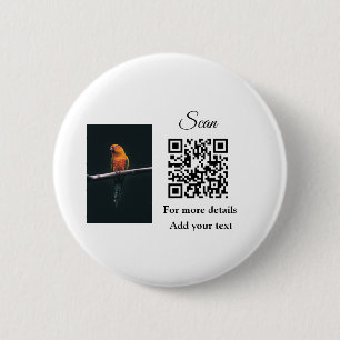 Macaron Rond 5 Cm Simple animal name details QR code add text photo