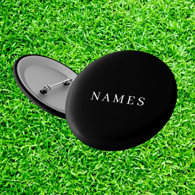 Macaron Rond 5 Cm Simple Black Custom Ajouter Votre Nom Élégant (Créateur téléchargé)