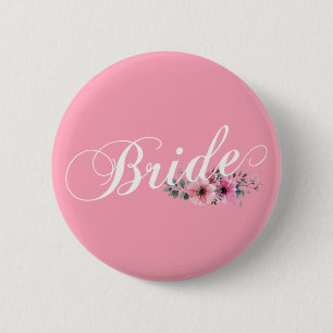 Macaron Rond 5 Cm Simple Bride Floral Calligraphie Épinglette Bout