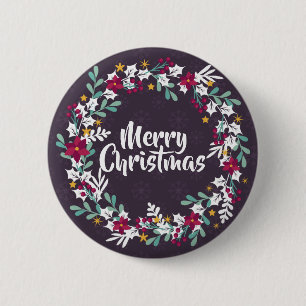 Macaron Rond 5 Cm Simple couronne de Noël pourpre  Bouton de la broc