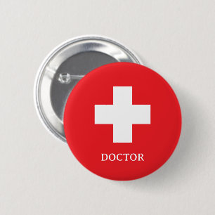 Macaron Rond 5 Cm Simple docteur MÉDECIN & Premiers Secours, Croix,