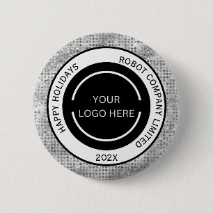 Macaron Rond 5 Cm Simple logo et nom de société Argent