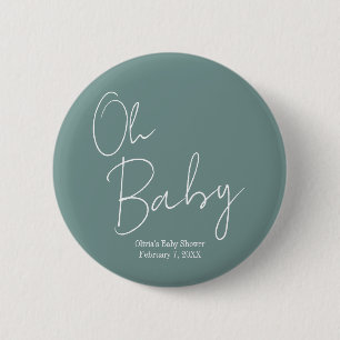 Macaron Rond 5 Cm Simple moderne Oh Baby Sage Baby shower vert