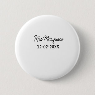 Macaron Rond 5 Cm simple monogramme minimaliste Mme M. nom date anné