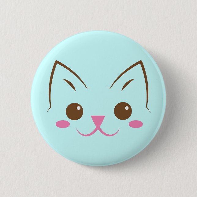 Macaron Rond 5 Cm Simple visage de chat si mignon ! (Devant)