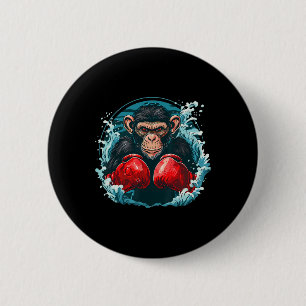 Macaron Rond 5 Cm Singe Boxer Avec Gants Boxer Kickboxing Funny B